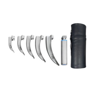 Estuche de Laringoscopio Mcintosh de Luz Estándar con 5 hojas (#1, #2, #3, #4, #5) y Mango Universal –