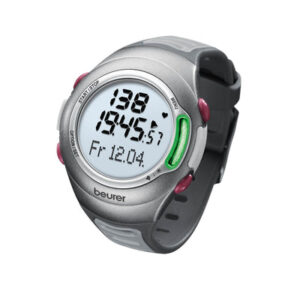 Reloj Pulsómetro Digital de muñeca para medición precisa de Frecuencia Cardiaca, Sumergible hasta 30 Mts, Color Gris/Rojo – Marca Beurer