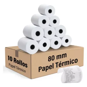 10 Rollos Papel Térmico 80×80 Impresora 80mm