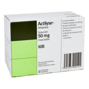 Actilyse Solución 50 Mg, 2 Frascos Ámpula + 2 Frascos Ámpula Disolvente 50 Ml