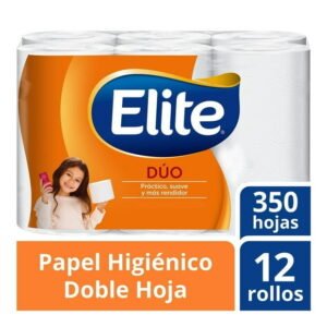 Papel higiénico Elite dúo 12 rollos con 350 hojas dobles c/u