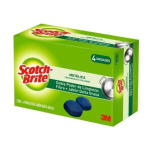 Fibra metálica 3M Scotch-Brite con jabón 4 pzas