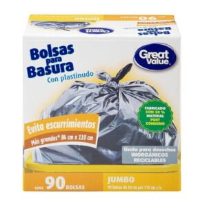 Bolsas para basura Great Value jumbo con plastinudo 90 pzas