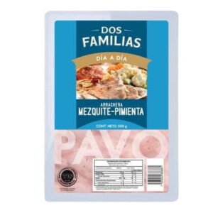 Arrachera de pavo Dos Familias congelada mezquite pimienta 500 g congelado