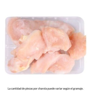 Fajita de pechuga congelada peso aprox por charola 800 a 900 g