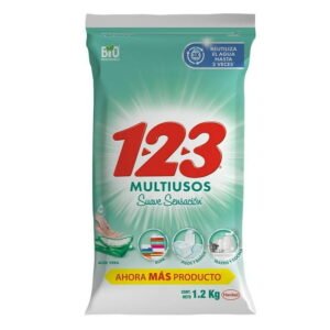 Detergente en polvo para ropa 1 2 3 aloe vera 1.2 kilos