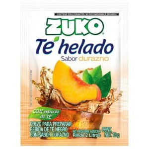 Bebida en polvo Zuko Té helado negro sabor durazno 13 g