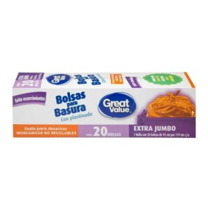 Bolsas para basura Great Value extra jumbo con plastinudo 20 pzas