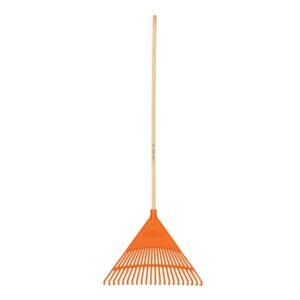 ESCOBA PLASTICA PARA JARDIN, RIGIDA 22 DIENTES, MANGO 48″