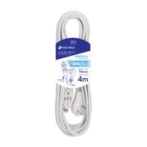 EXTENCION ELÈCTRICA DOMÈSTICA 4M CLAVIJA PLANA BLANCA, VOLTECK
