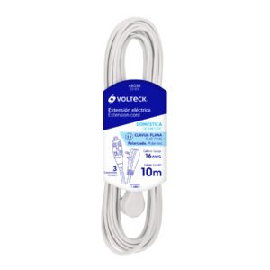 EXTENCION ELECTRICA DOMESTICA 10M CLAVIJA PLANA, BLANCA