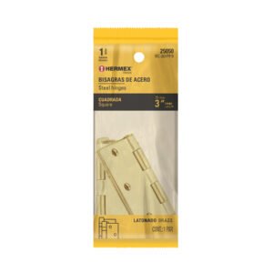 BOLSA C/2 BISAGRAS CUADRADAS 3″ LATONADO, HERMEX BASIC