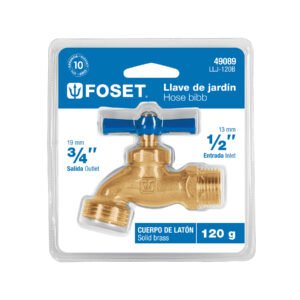 LLAVE PARA MANGUERA, LATON, 120G 1/2″, BLISTER, FOSET