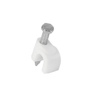 BOLSA CON 20 GRAPAS BLANCAS DE 5MM PARA CABLE REDONDO, VOLTECK