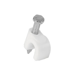 BOLSA CON 20 GRAPAS BLANCAS DE 6MM PARA CABLE REDONDO VOLTECK