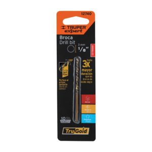 BROCA HSS 1/8″ TRUGOLD PARA METAL EN BLISTER, TRUPER EXPERT