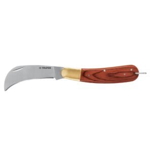 CUCHILLO ABATIBLE 8″ PARA ELECTRICISTA MANGO DE MADERA, TRUPER