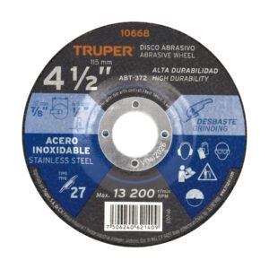 DISCO TIPO 27 DE 4- 1/2″ X 6.5MM DESBASTE ACERO INOXIDABLE
