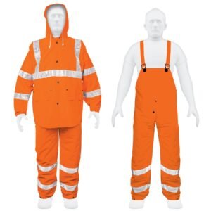 CONJUNTO IMPERMEABLE DOBLE CAPA NARANJA CON REFLEJANTES, M