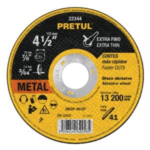 DISCO ABRASIVO DE CORTE PRECISO METAL 4 – 1/2″ X 1.2 MM, PRETUL