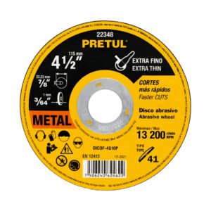 DISCO ABRASIVO DE CORTE PRECISO METAL 4-1/2″ X 1MM, PRETUL