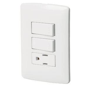 PLACA ARMADA CONTACTO 2 INTERRUPTORES, BLANCO, LINEA ITALIANA