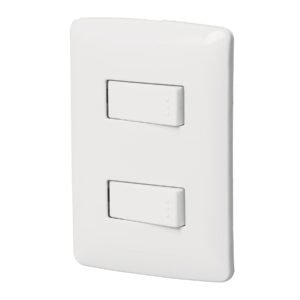 PLACA ARMADA 2 INTERRUPTORES SENCILLOS, BLANCO, LINEA ITALIANA