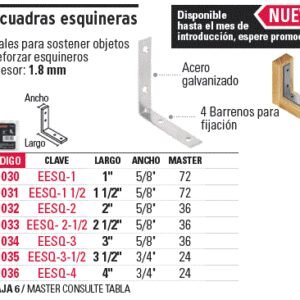 BOLSA CON 24 ESCUADRAS ESQUINERAS 1 – 1/2″ X 1 – 1/2″, FIERO