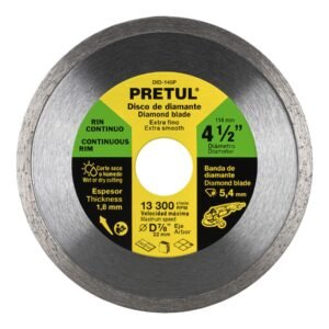 DISCO DE DIAMANTE – 4 1/2″ X 1.8MM, RIN CONTINUO – PRETUL