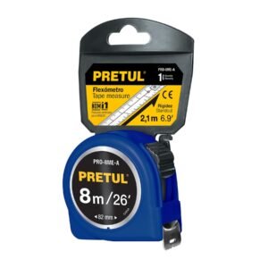 FLEXOMETRO AZUL 8M CINTA 25MM EN TARJETA, PRETUL