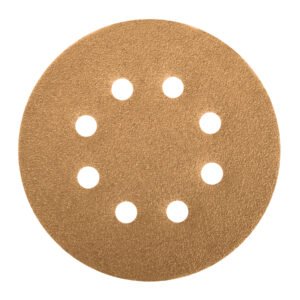 PAQUETE CON 5 DISCO DE LIJA 5″ GRANO 80, 8 PERFORACIONES