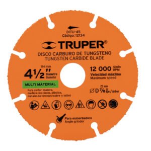 DISCO 4-1/2″ MULTIMATERIAL DE CARBURO DE TUNGSTENO, TRUPER