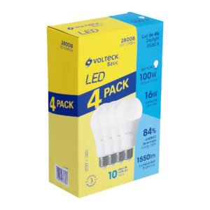 PACK DE 4 LAMPARAS LED A19 16W (EQUIV 100 W) LUZ DE DIA