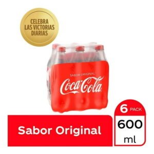 Refresco Coca Cola sabor original 6 pack 600 ml c/u