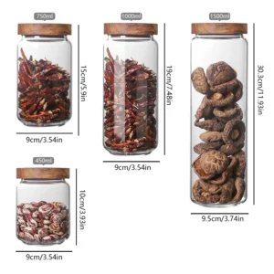 Frascos de vidrio para almacenamiento de alimentos, recipientes de vidrio para almacenamiento