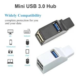 Adaptador HUB USB 3.0 de Alta Velocidad, Extensor Mini Splitter de 1 a 3 Puertos para PC, Laptop