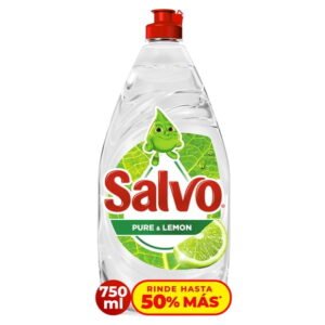 Jabón Liquido para Trastes Salvo Pure & Lemon Remueve Grasa, Rinde hasta 50% Más\*, 750 ml