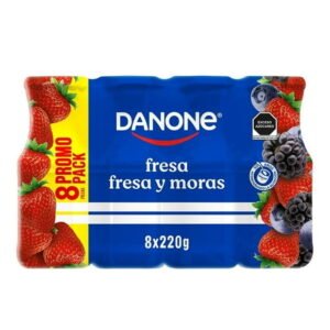 Yoghurt bebible Danone fresa y fresa moras 8 pzas de 220 g c/u