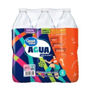 Agua Great Value 6 botellas de 1 l c/u
