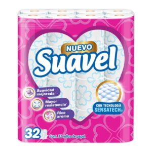 Papel higiénico Suavel 32 rollos de 200 hojas dobles c/u