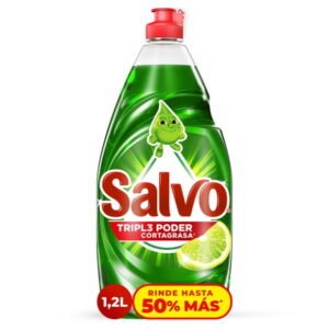 Jabón Líquido para Trastes Salvo Limón Remueve Grasa, Rinde hasta 50% Más\*, 1.2L