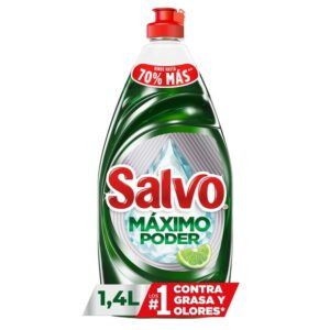 Jabón Líquido para Trastes Salvo Máximo Poder Limón, Rinde hasta 70% Más\*\*, 1.4 l