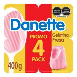 Gelatina a base de leche Danette sabor fresa 4 pzas de 100 g c/u