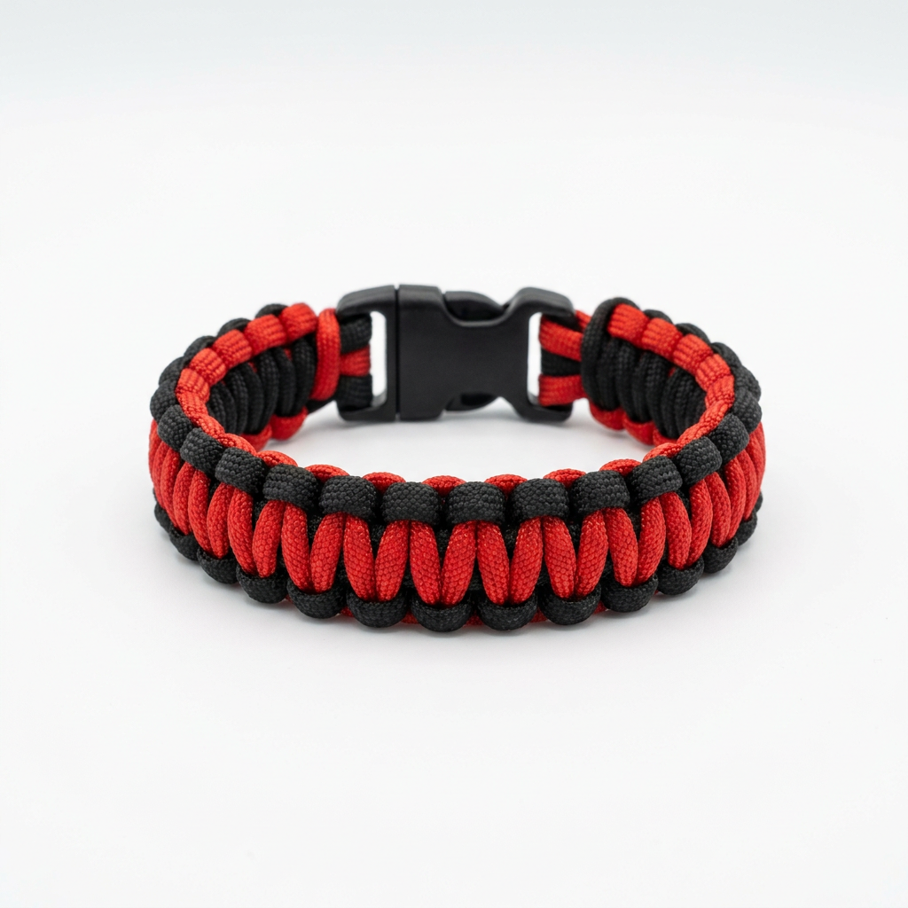 Cobra Bicolor – Pulsera Paracord Negro y Rojo