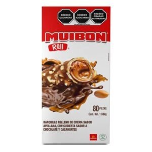 Muibon Roll Barquillos Relleno de Avellana 80 pzas de 20 g