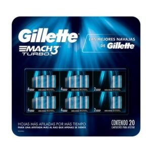 Gillette  Mach3 Turbo  Cartuchos para Afeitar 20 pzas