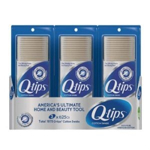Q-Tips Cotonetes de Algodón 3 paquetes de 625 pzas