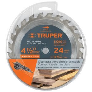 DISCO SIERRA P/MADERA 4-1/2′, 24 DIENTES, CENTRO 3 (Truper)