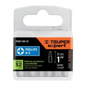 PUNTAS PARA DESARMADOR PHILLIPS PH1, 1′, 15 PIEZAS (Truper)