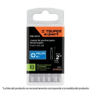 PUNTAS PARA DESARMADOR PHILLIPS PH2, 2′, 15 PIEZAS (Truper)